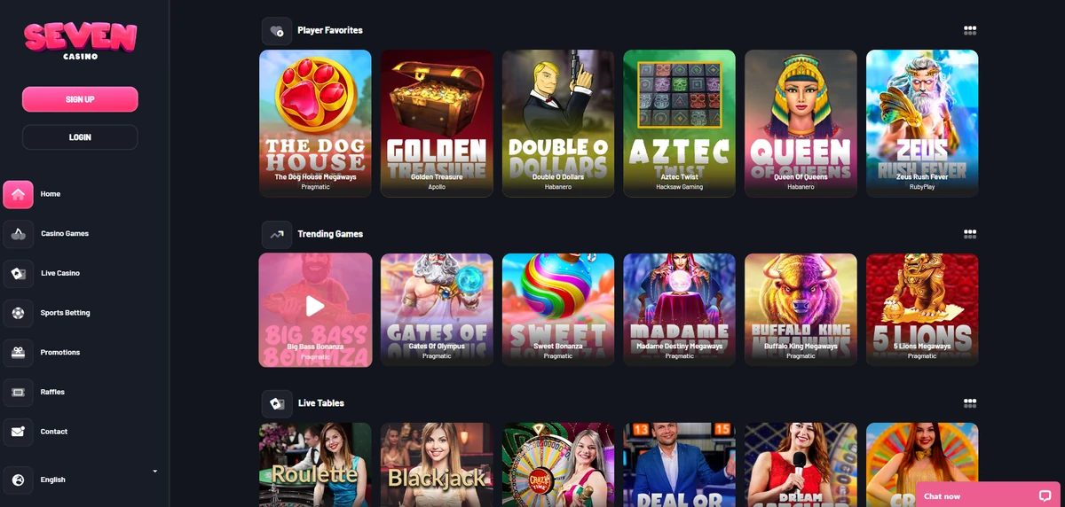 La lobby di Seven.casino